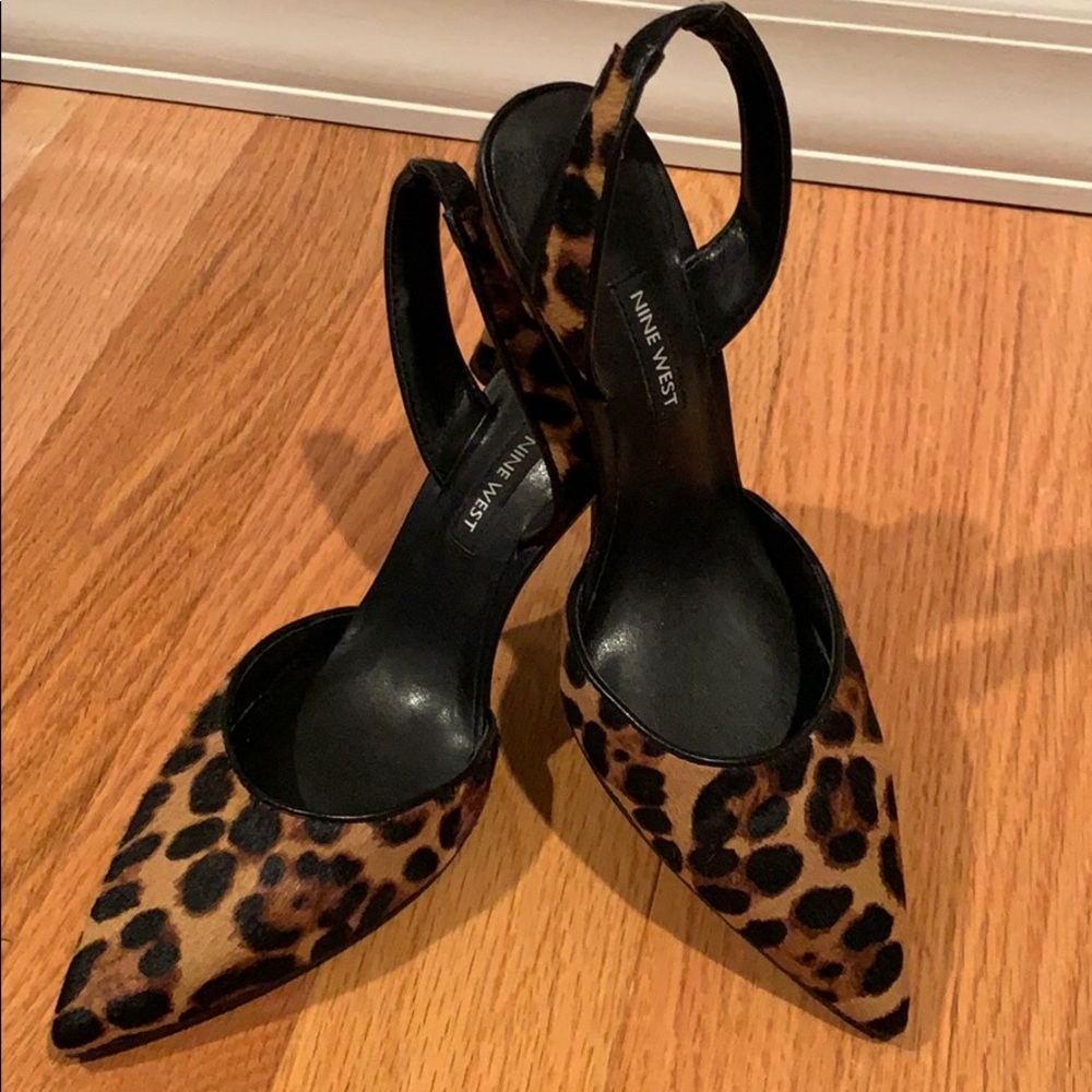 Nine West leopard sling backs